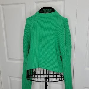 Mimosa Green Ribbed Women's Cropped Sweater Size Small